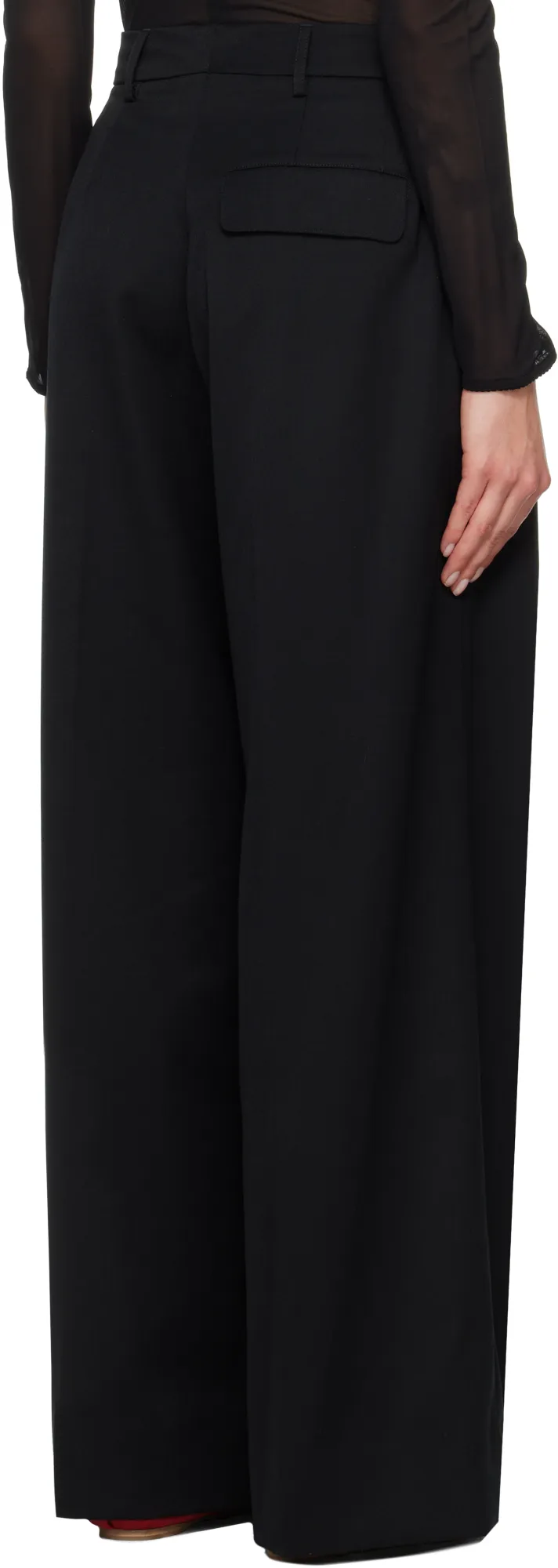 Black Wide Leg Puddle Trousers