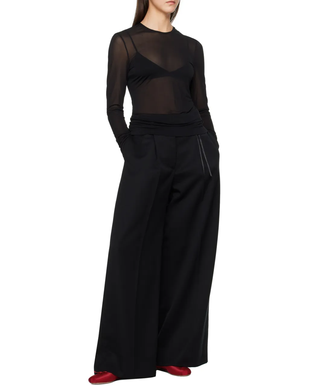 Black Wide Leg Puddle Trousers