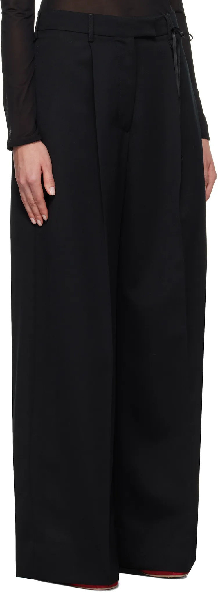 Black Wide Leg Puddle Trousers