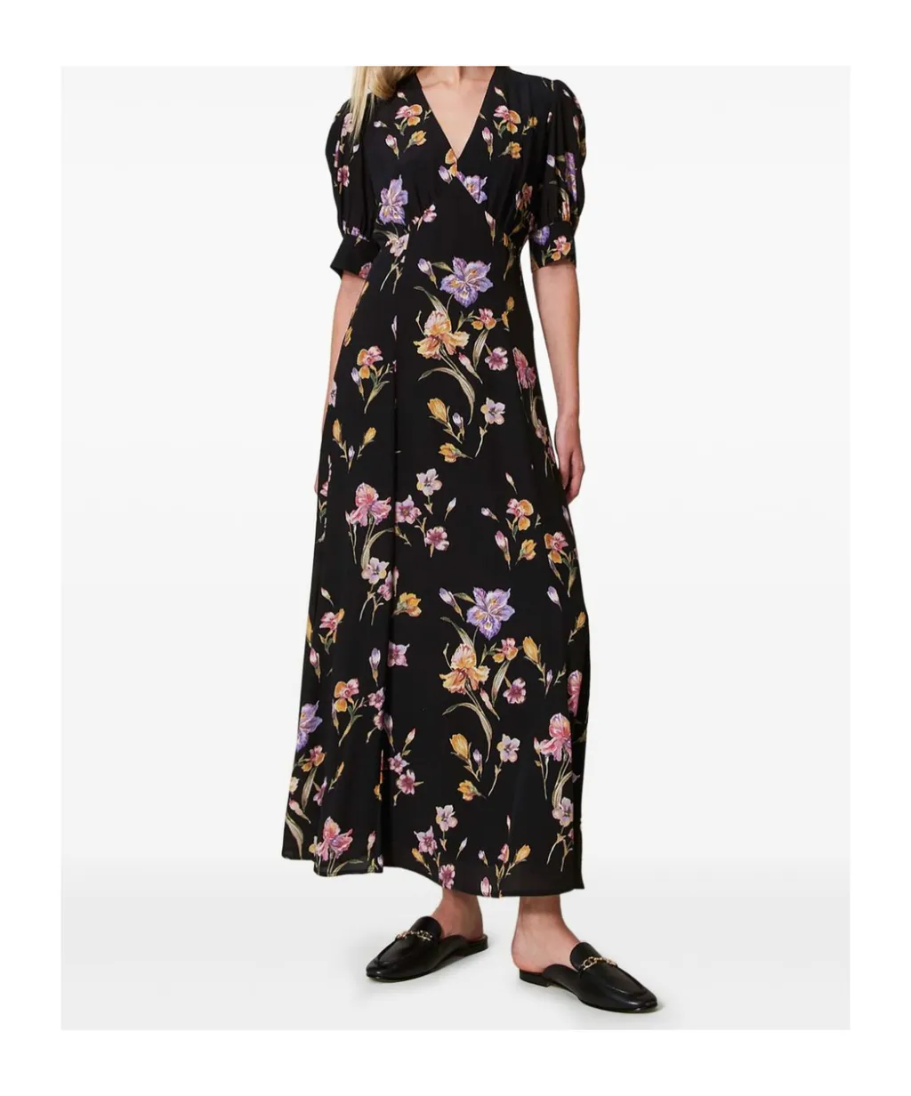 Twinset Floral Printed V-Neck Maxi Dress