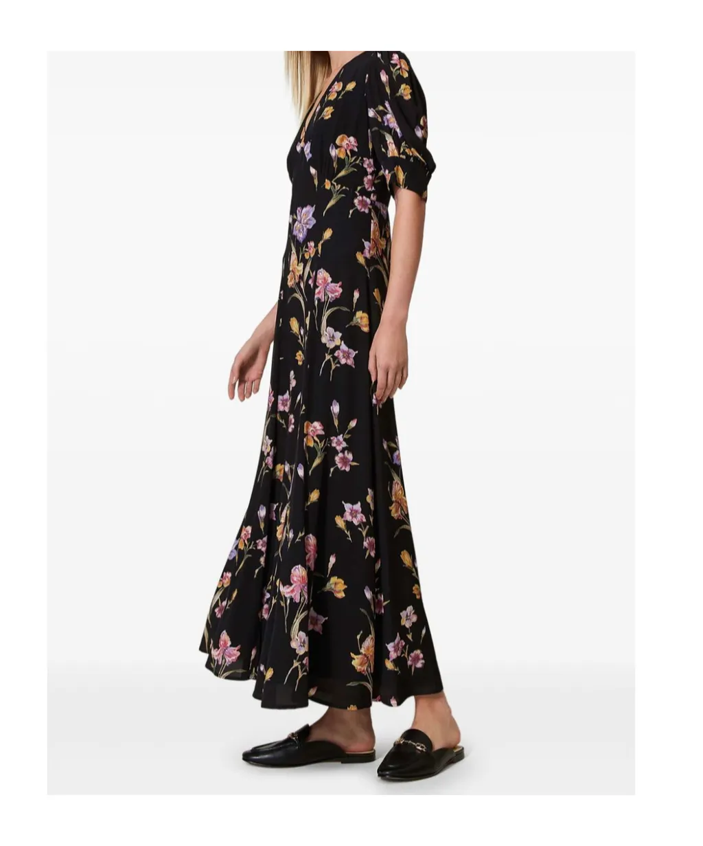 Twinset Floral Printed V-Neck Maxi Dress