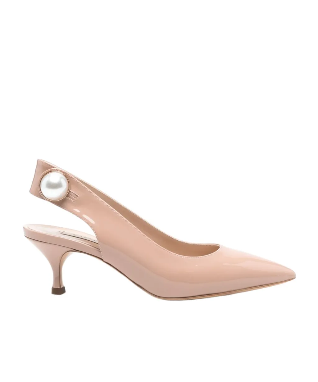 Casadei Pearl Accent Slingback Sandals