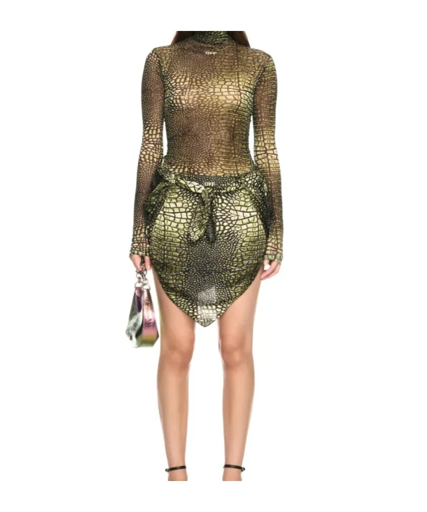 Off-White Stamp Mesh Long-Sleeved Top
