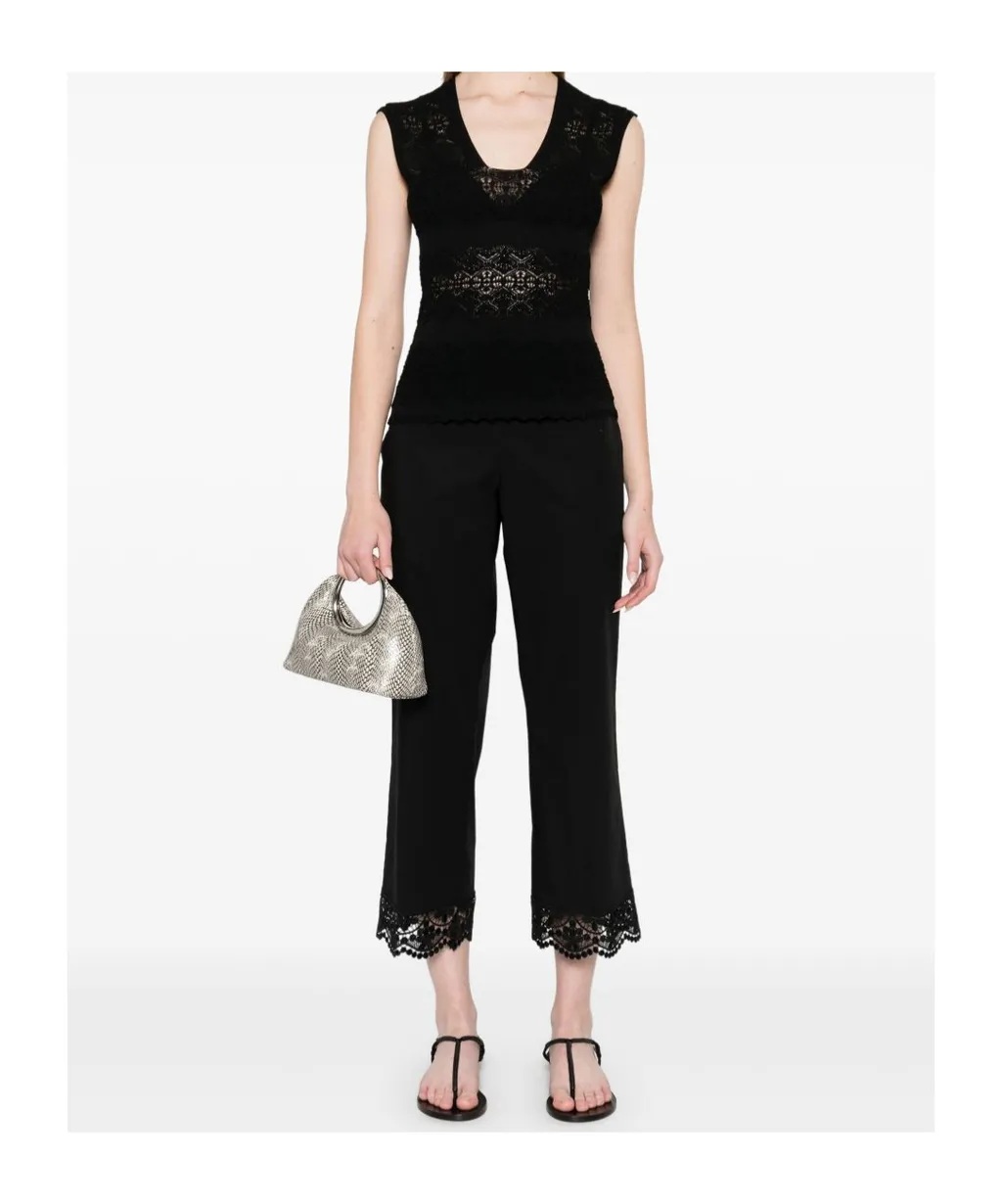 Twinset U-Neck Pointelle-Knit Top