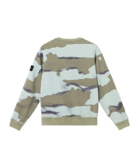 Stone Island Junior Reversible Camouflage Printed Sweatshirt
