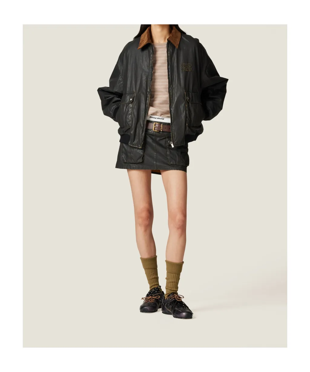 Miu Miu Zip-Up Poplin Bomber Jacket