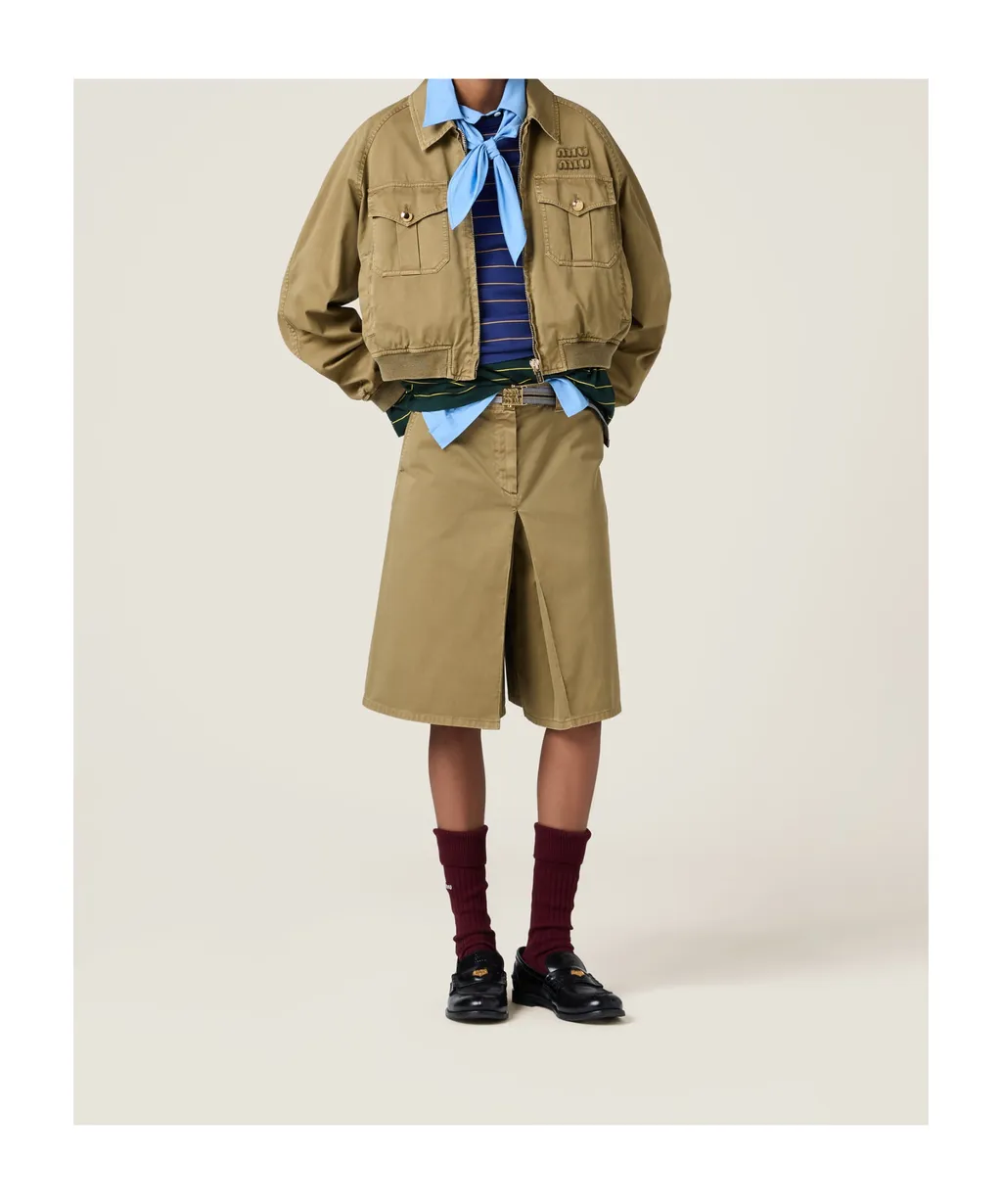 Miu Miu Garment-Dyed Belted Midi Skirt