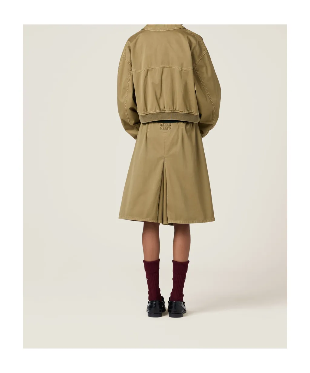 Miu Miu Garment-Dyed Belted Midi Skirt