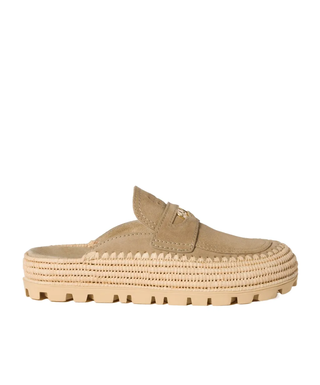 Miu Miu Logo-Embossed Slip-On Mules