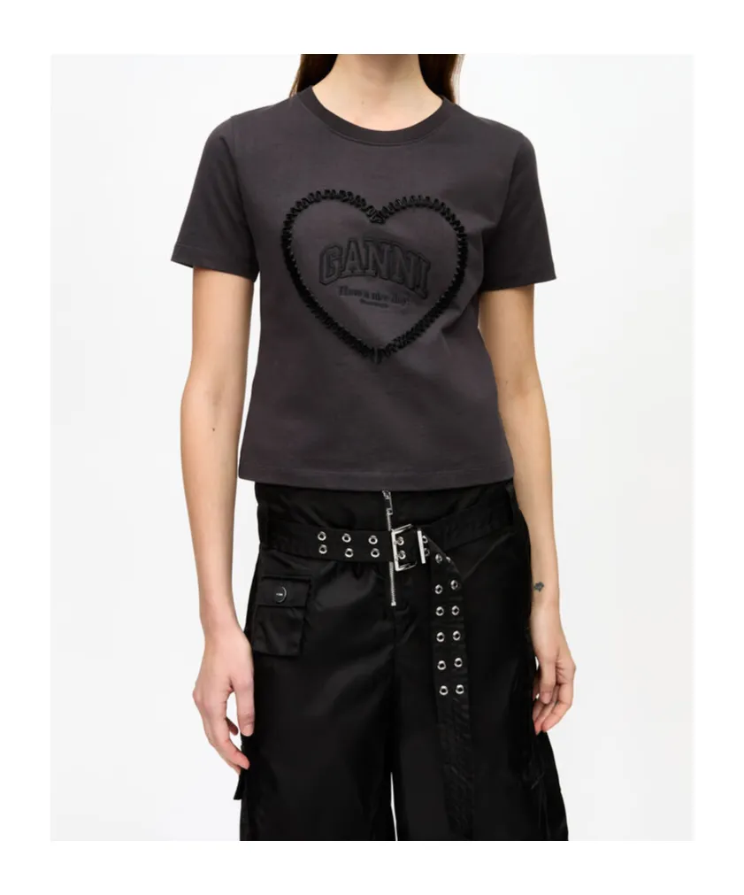 Ganni T-Shirt With Embroidered Logo