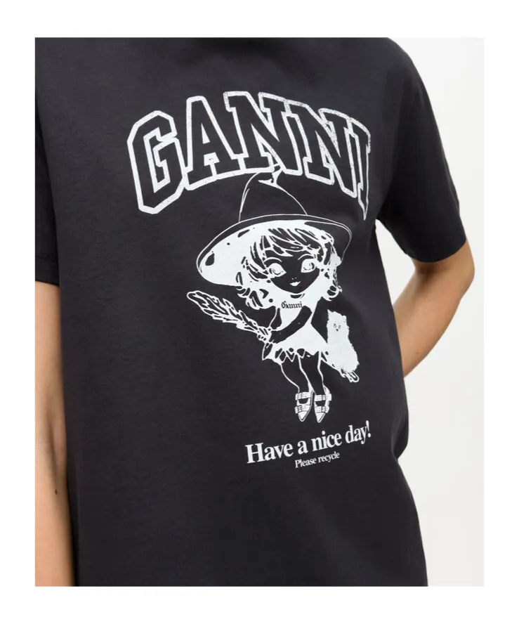 Ganni Graphic Print Casual Top