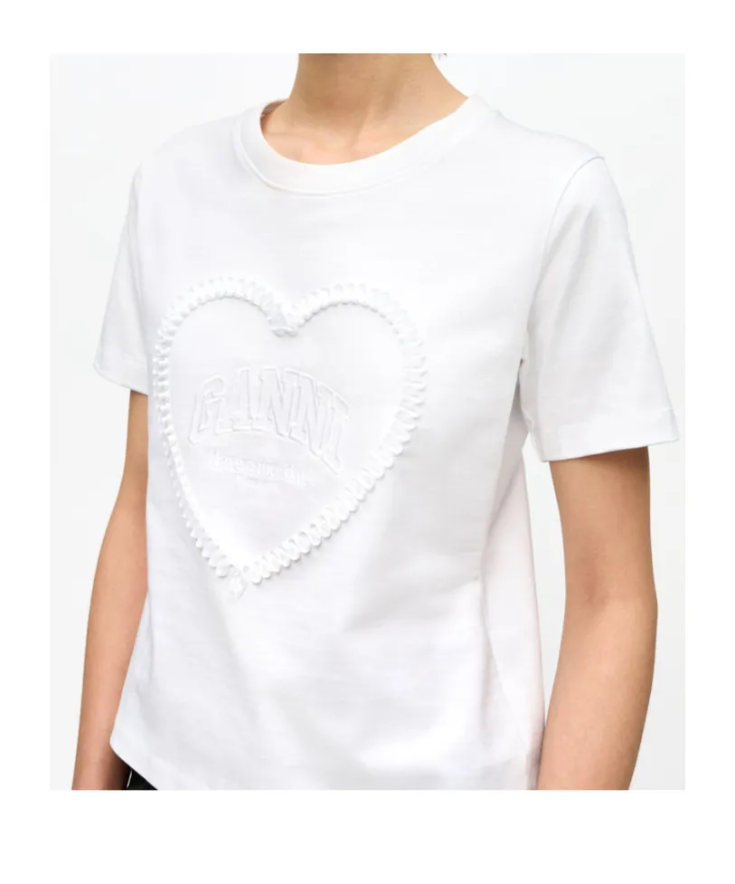 Ganni T-Shirt With Embroidered Logo