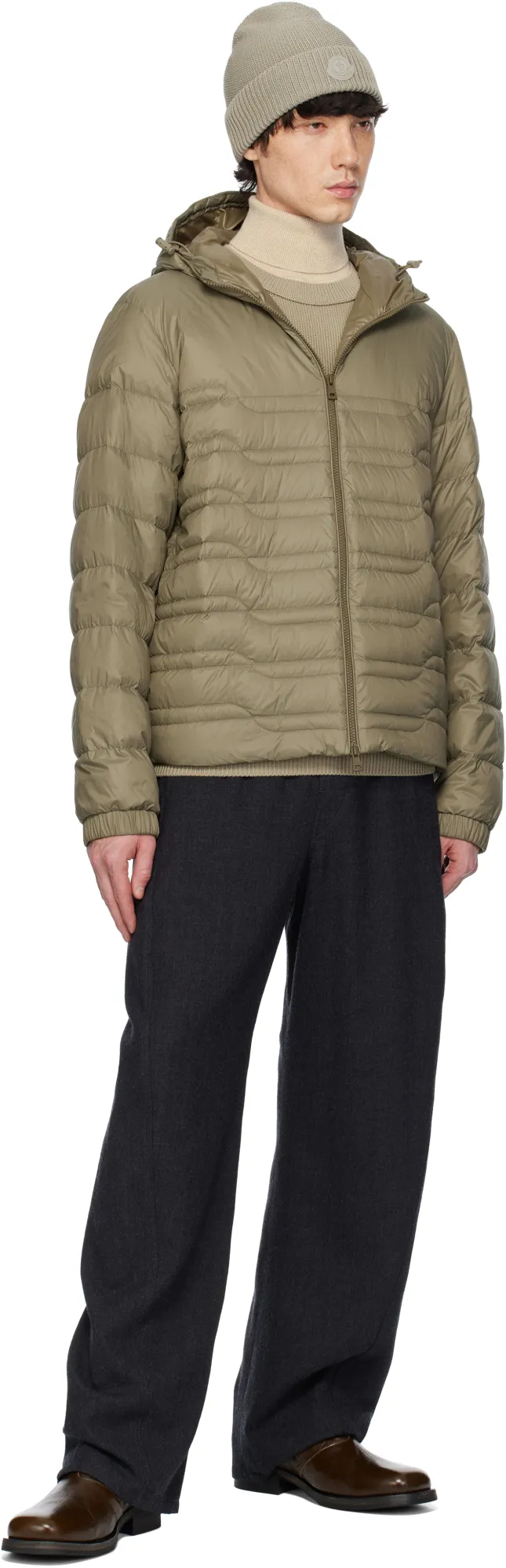 Aleso Hooded Geometric-Quilted Short Down Jacket