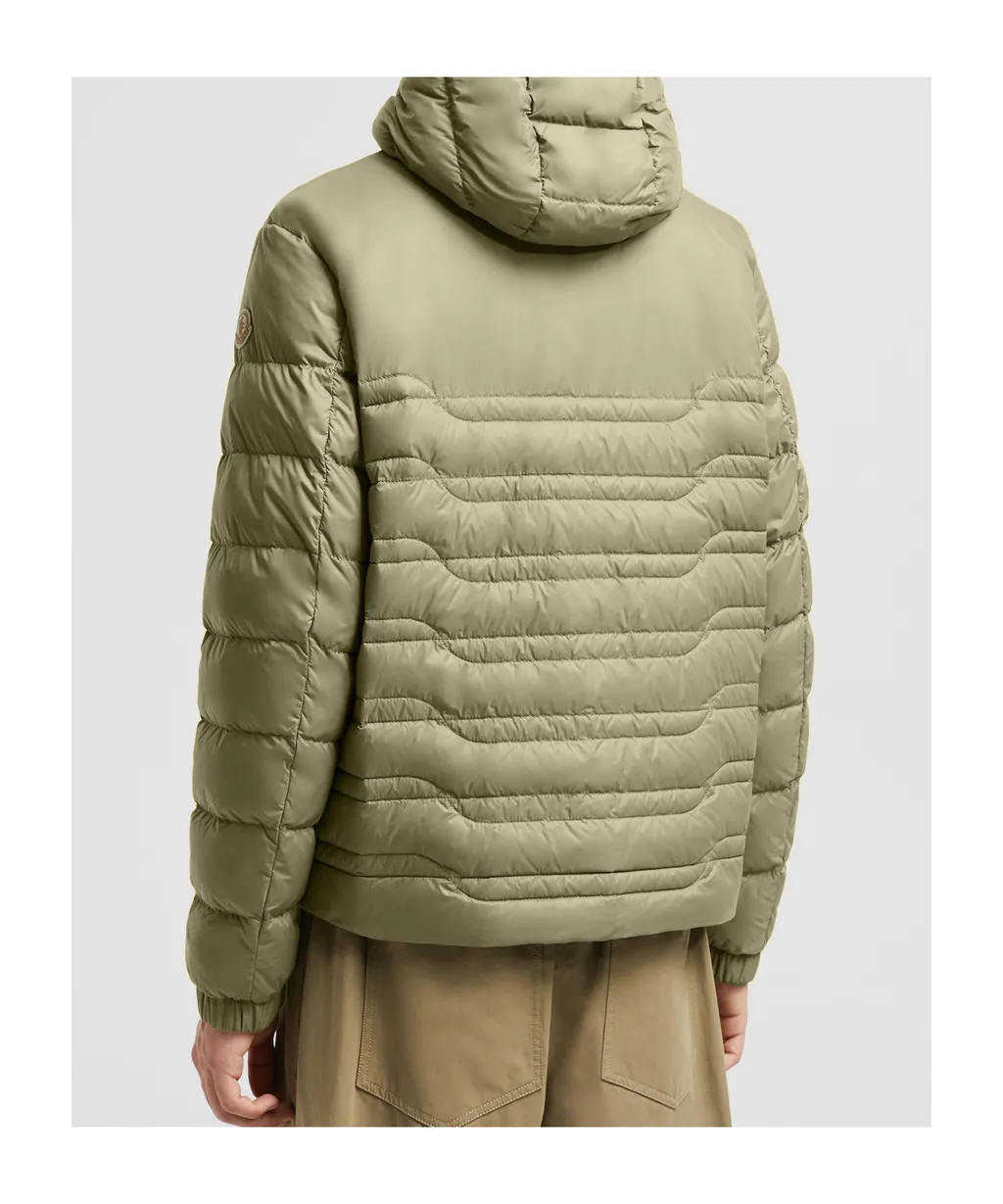 Aleso Hooded Geometric-Quilted Short Down Jacket
