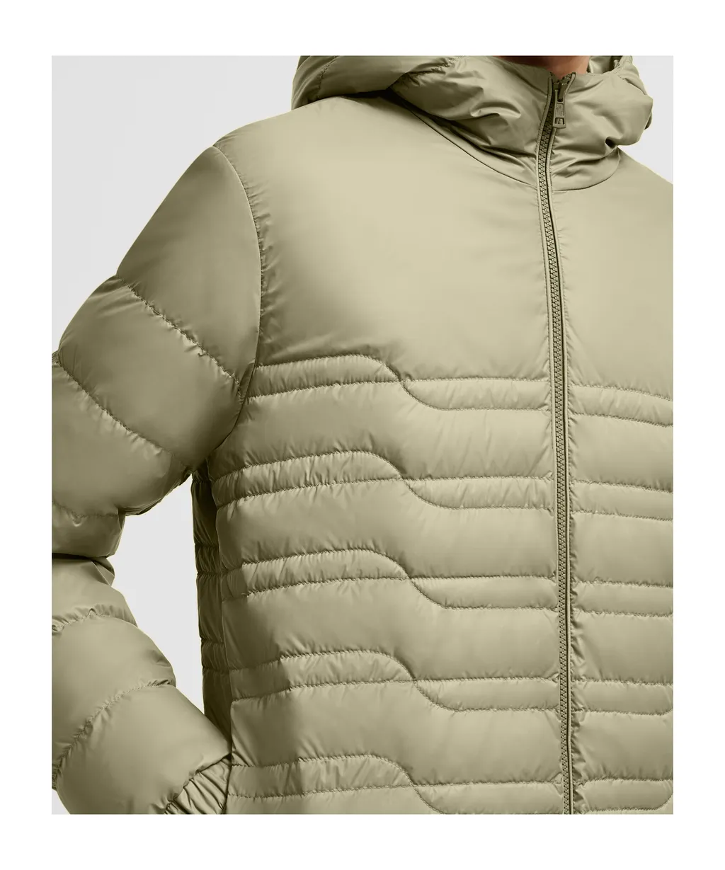 Aleso Hooded Geometric-Quilted Short Down Jacket