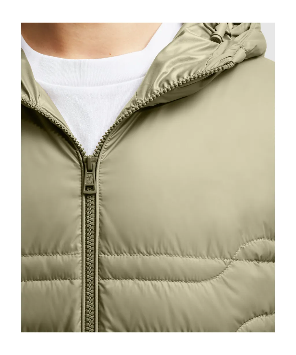 Aleso Hooded Geometric-Quilted Short Down Jacket