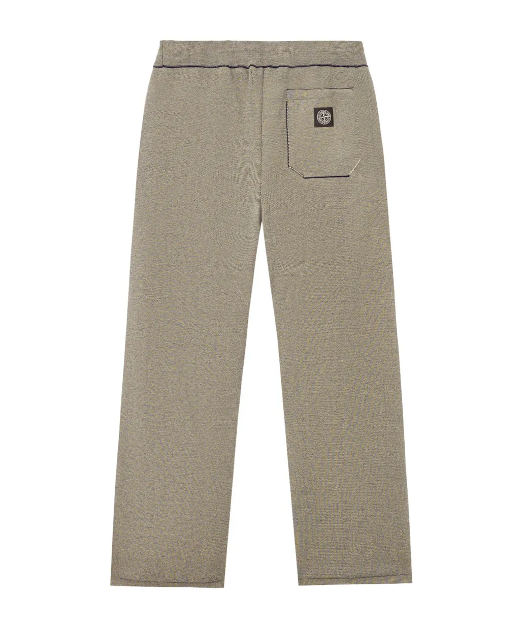 Loose Fit Straight Leg Knit Trousers With Two-Tone Stitching