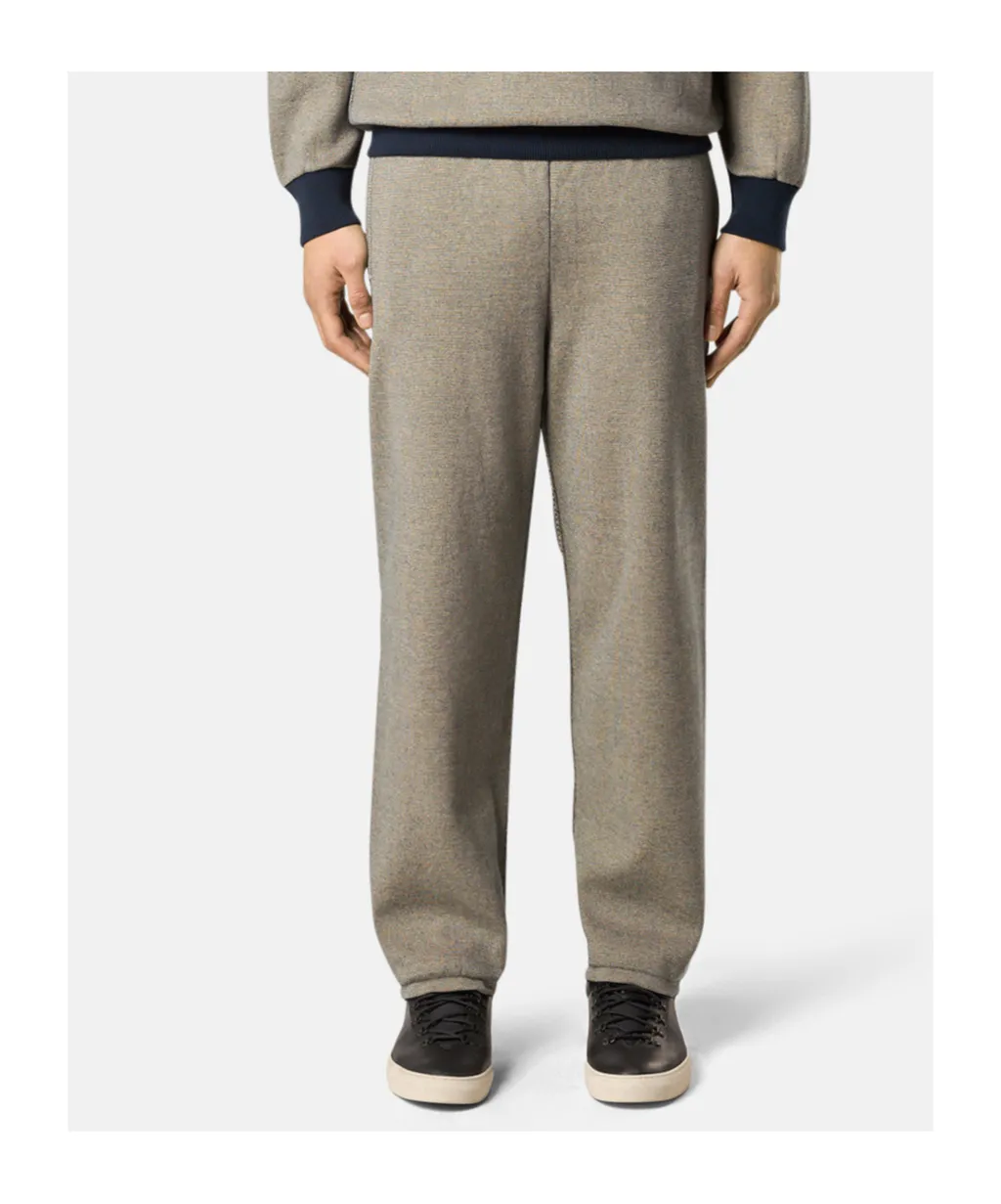 Loose Fit Straight Leg Knit Trousers With Two-Tone Stitching