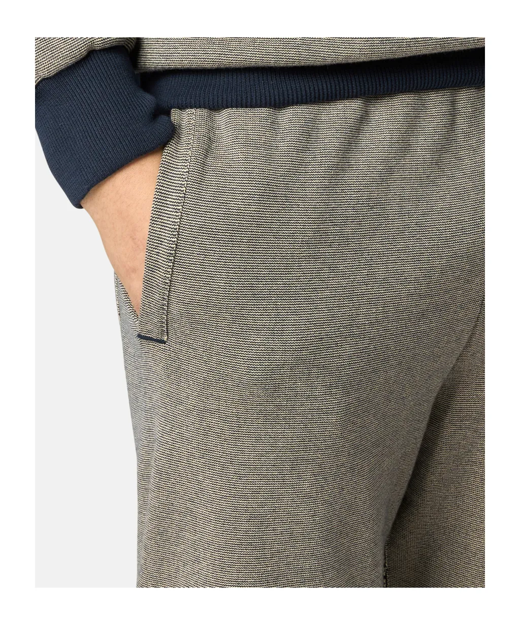 Loose Fit Straight Leg Knit Trousers With Two-Tone Stitching