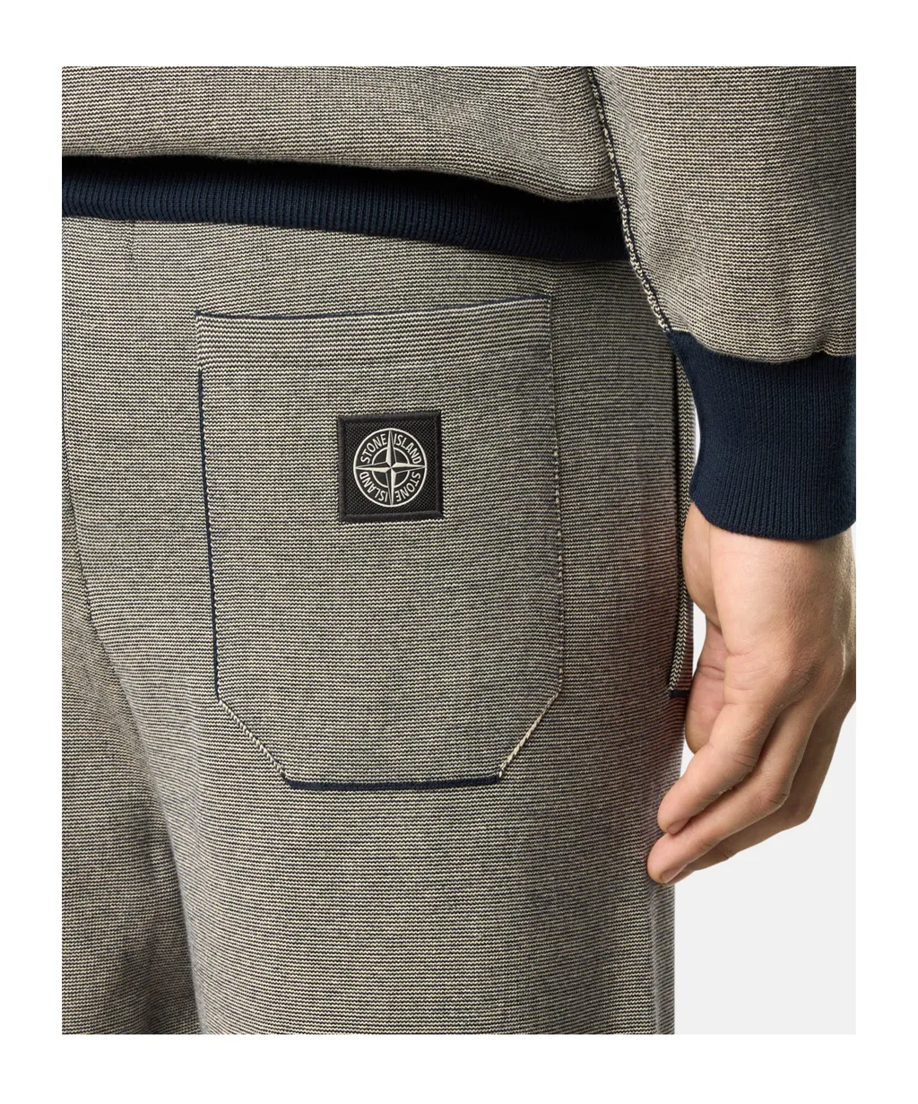 Loose Fit Straight Leg Knit Trousers With Two-Tone Stitching