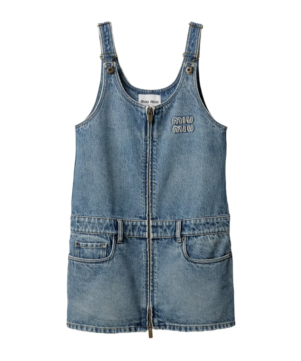 Denim And Poplin Zipper Dress