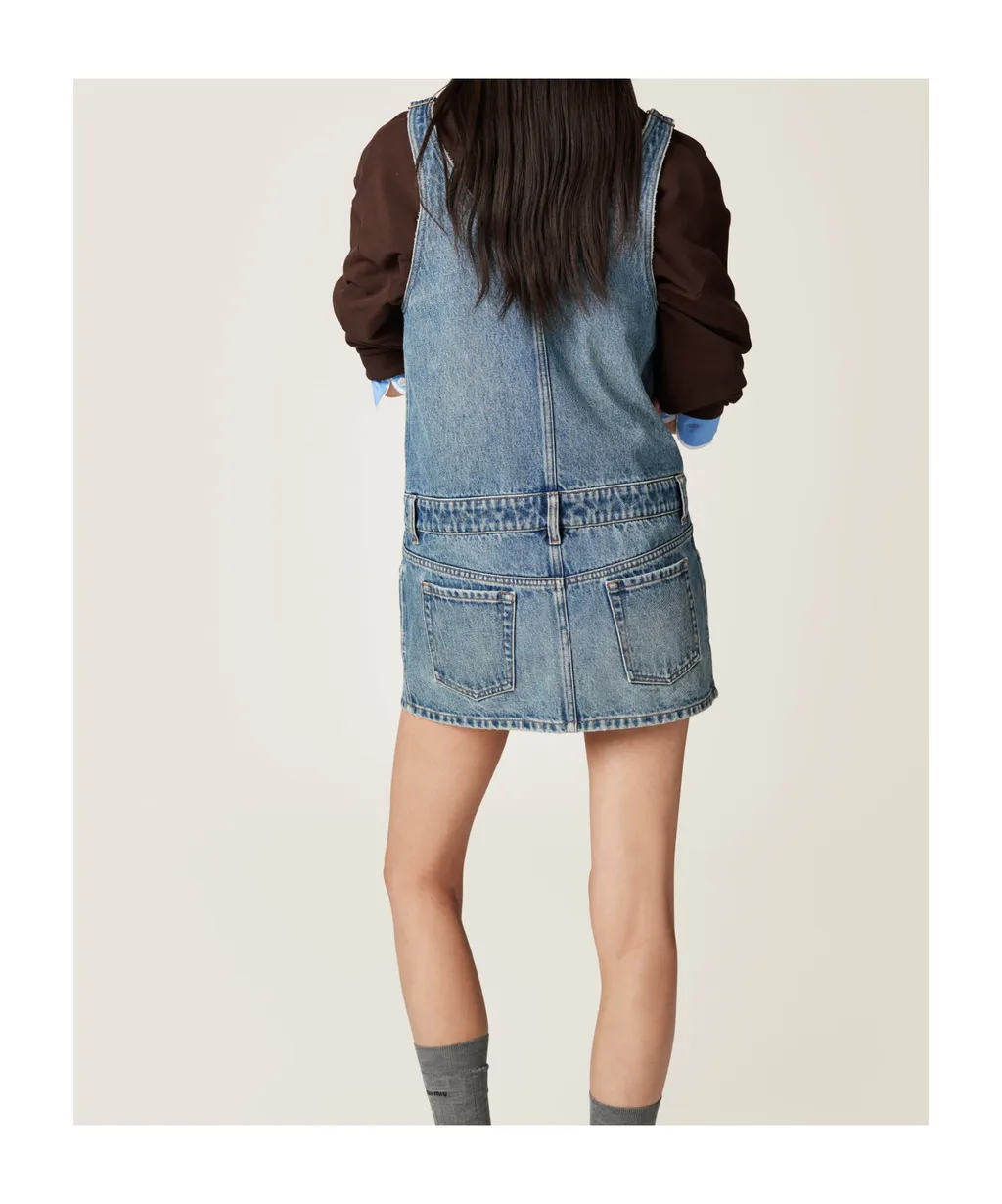 Denim And Poplin Zipper Dress