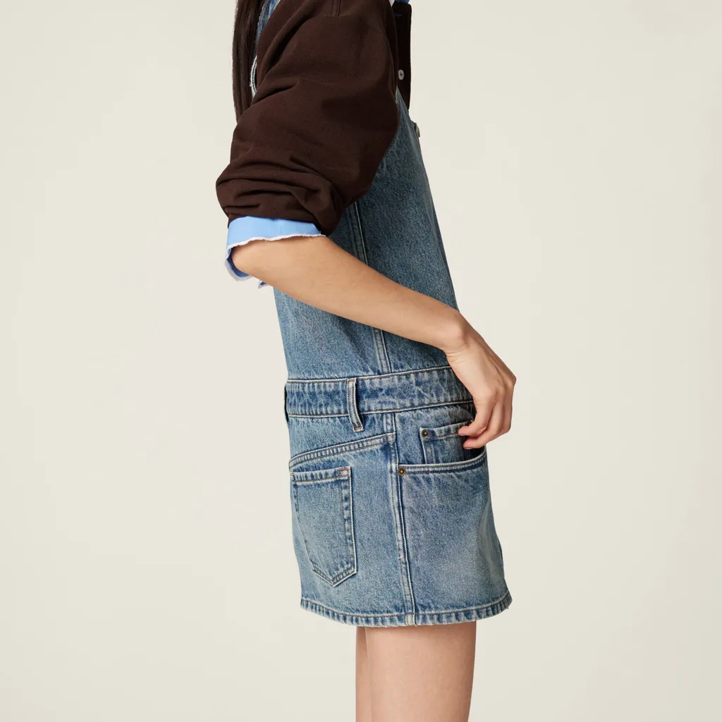 Denim And Poplin Zipper Dress
