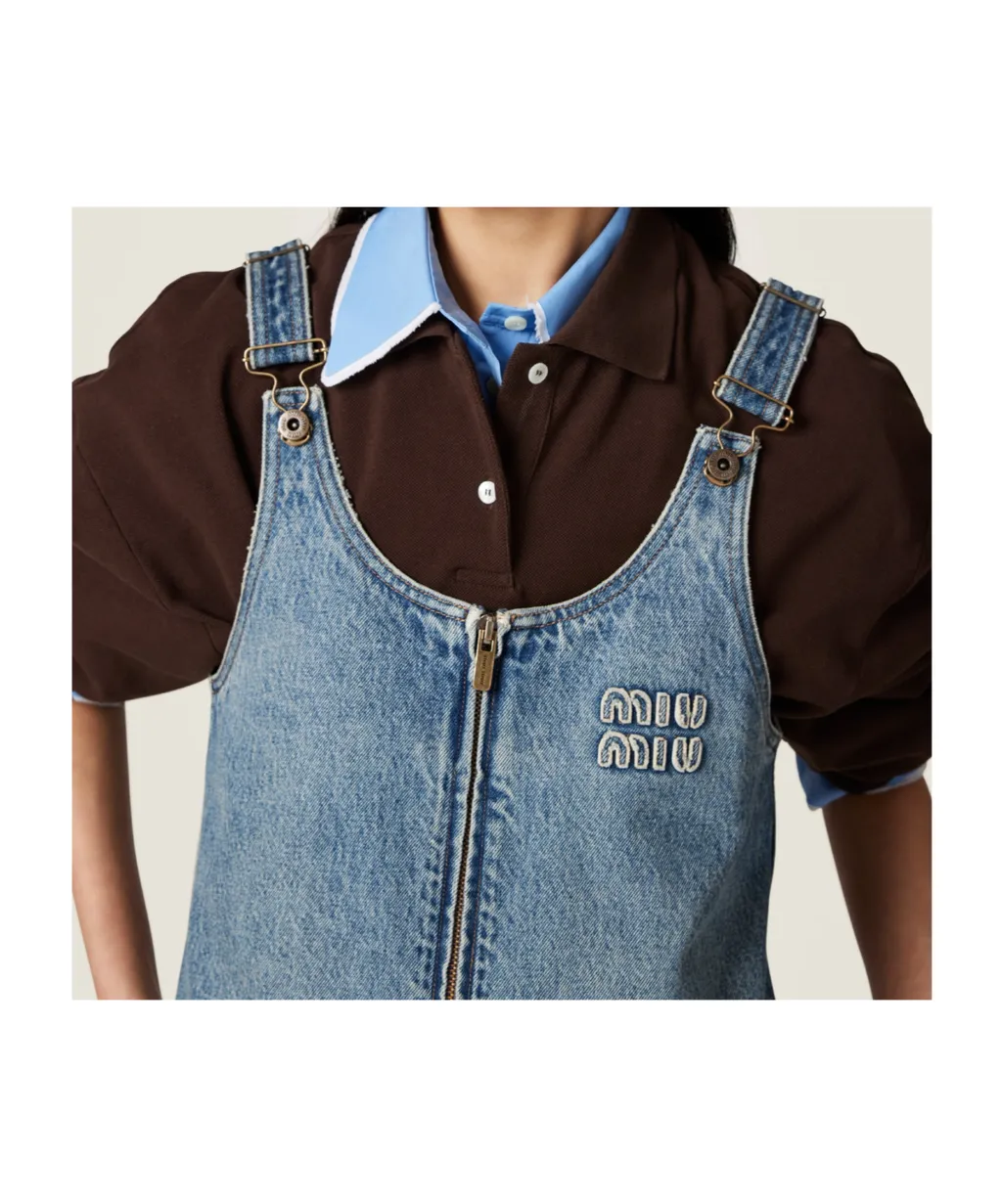 Denim And Poplin Zipper Dress