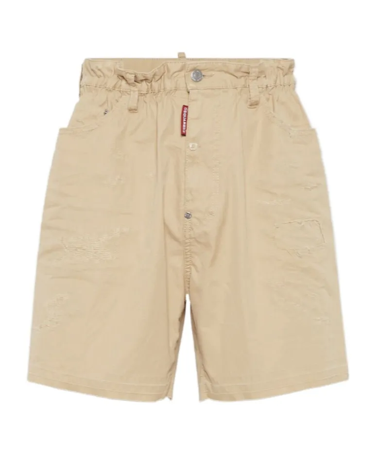 Stitched Cotton Shorts