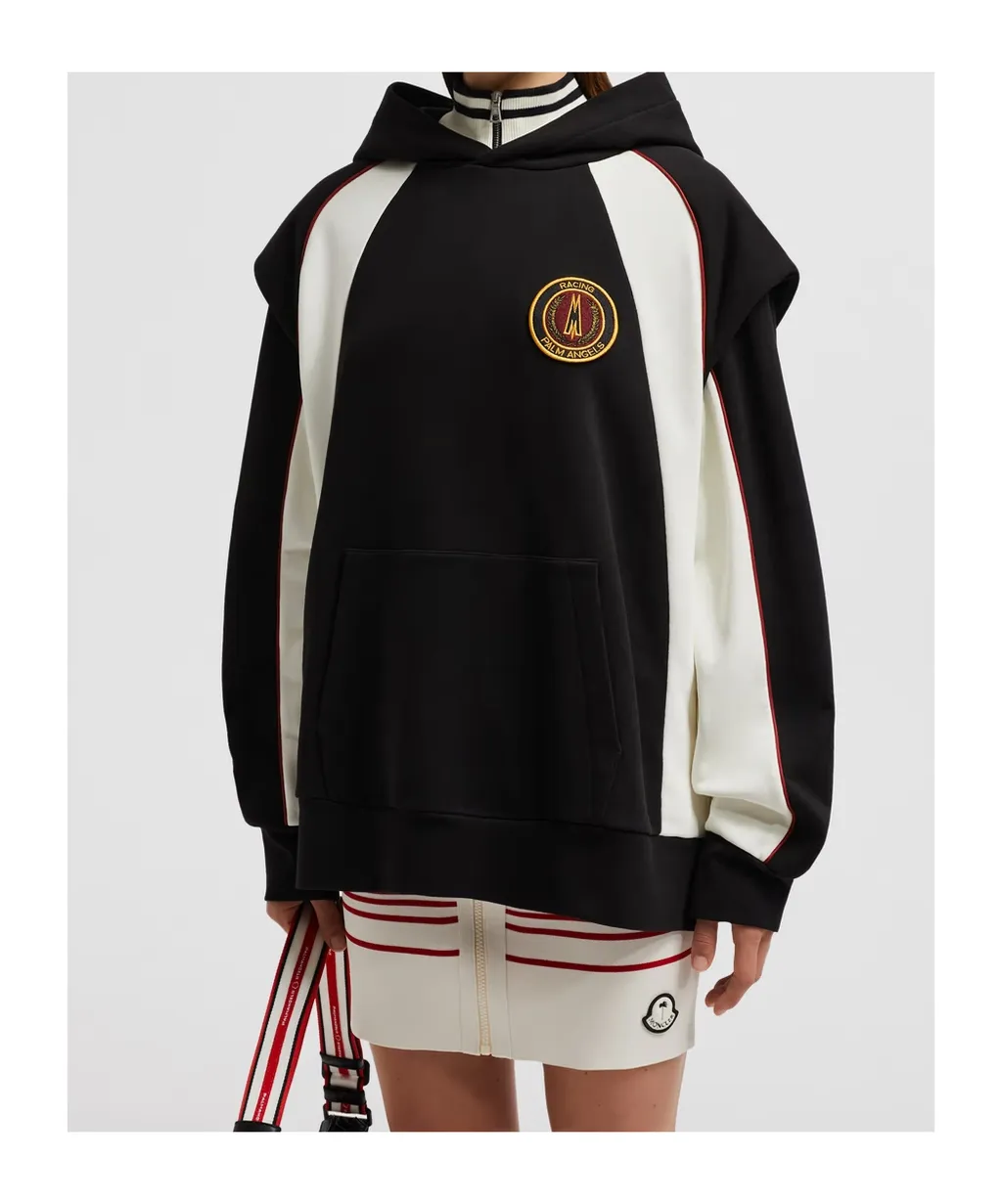 Moncler X Palm Angels Logo Patch Striped Hoodie