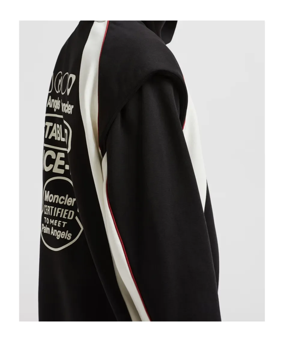 Moncler X Palm Angels Logo Patch Striped Hoodie