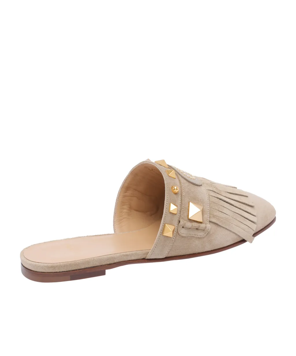 Valentino Garavani Rockstud Fringed Detailed Mules
