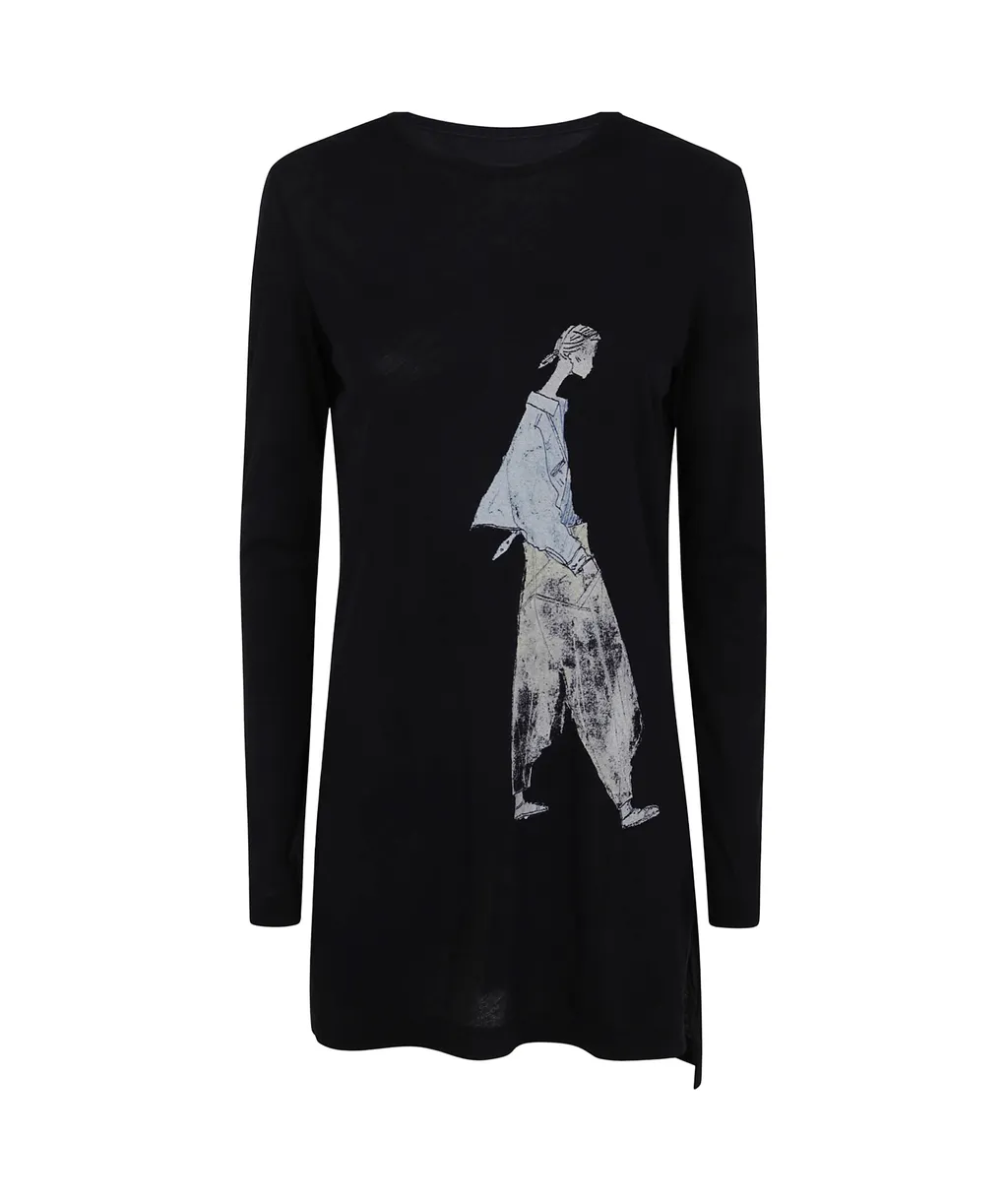 Yohji Yamamoto Graphic Long Sleeve Dress