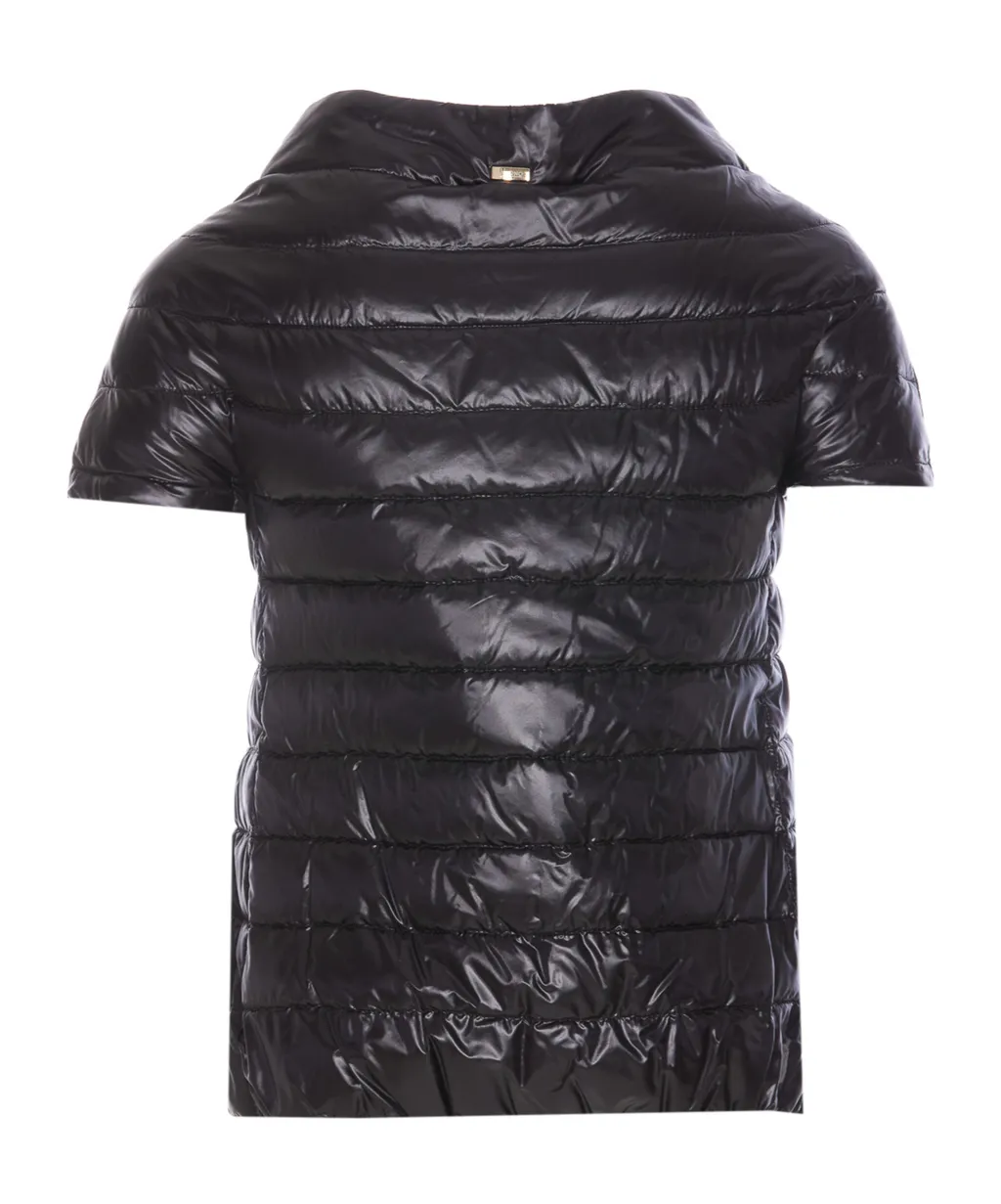 Snap-Button Short-Sleeved Down Jacket
