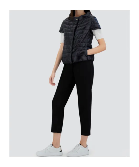 Snap-Button Short-Sleeved Down Jacket