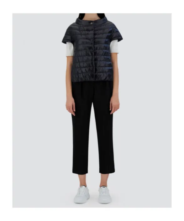 Snap-Button Short-Sleeved Down Jacket