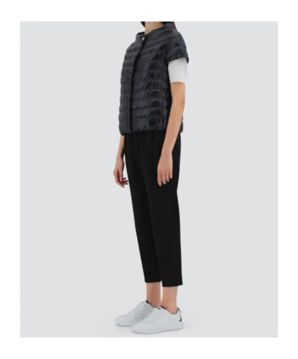 Snap-Button Short-Sleeved Down Jacket