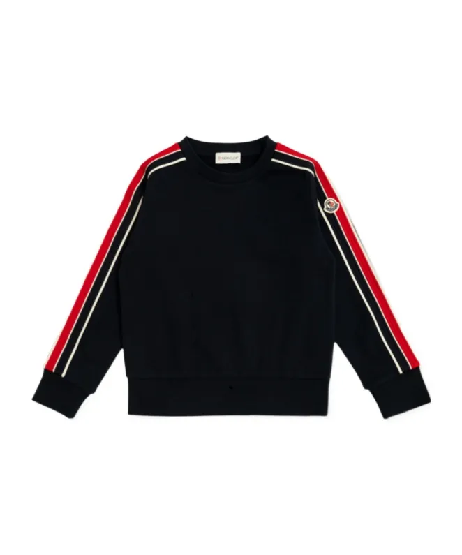 Moncler Enfant Logo Patch Stripe Detailed Sweater