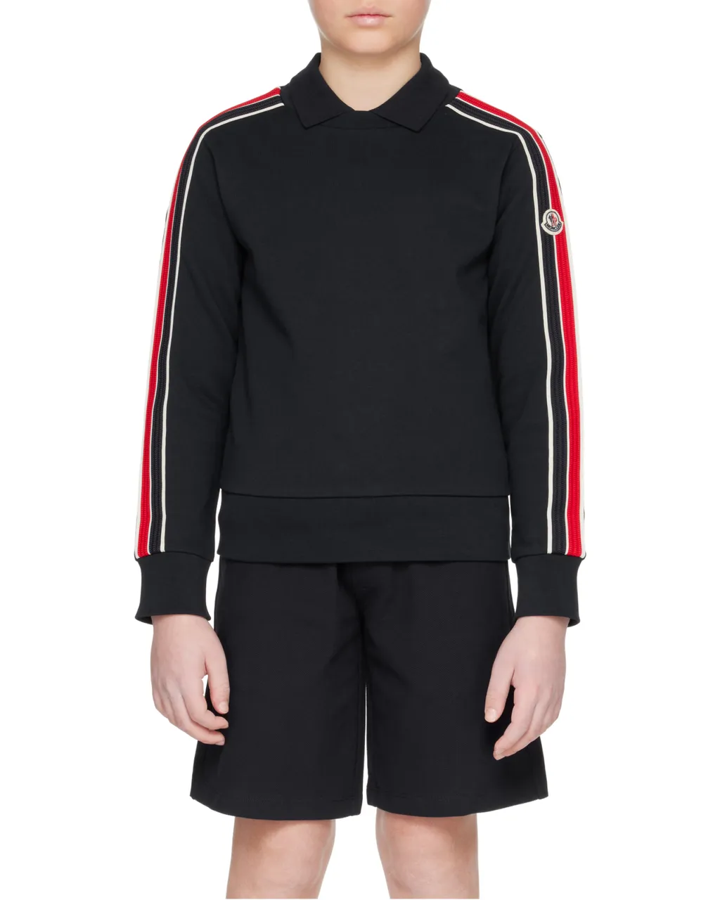 Moncler Enfant Logo Patch Stripe Detailed Sweater