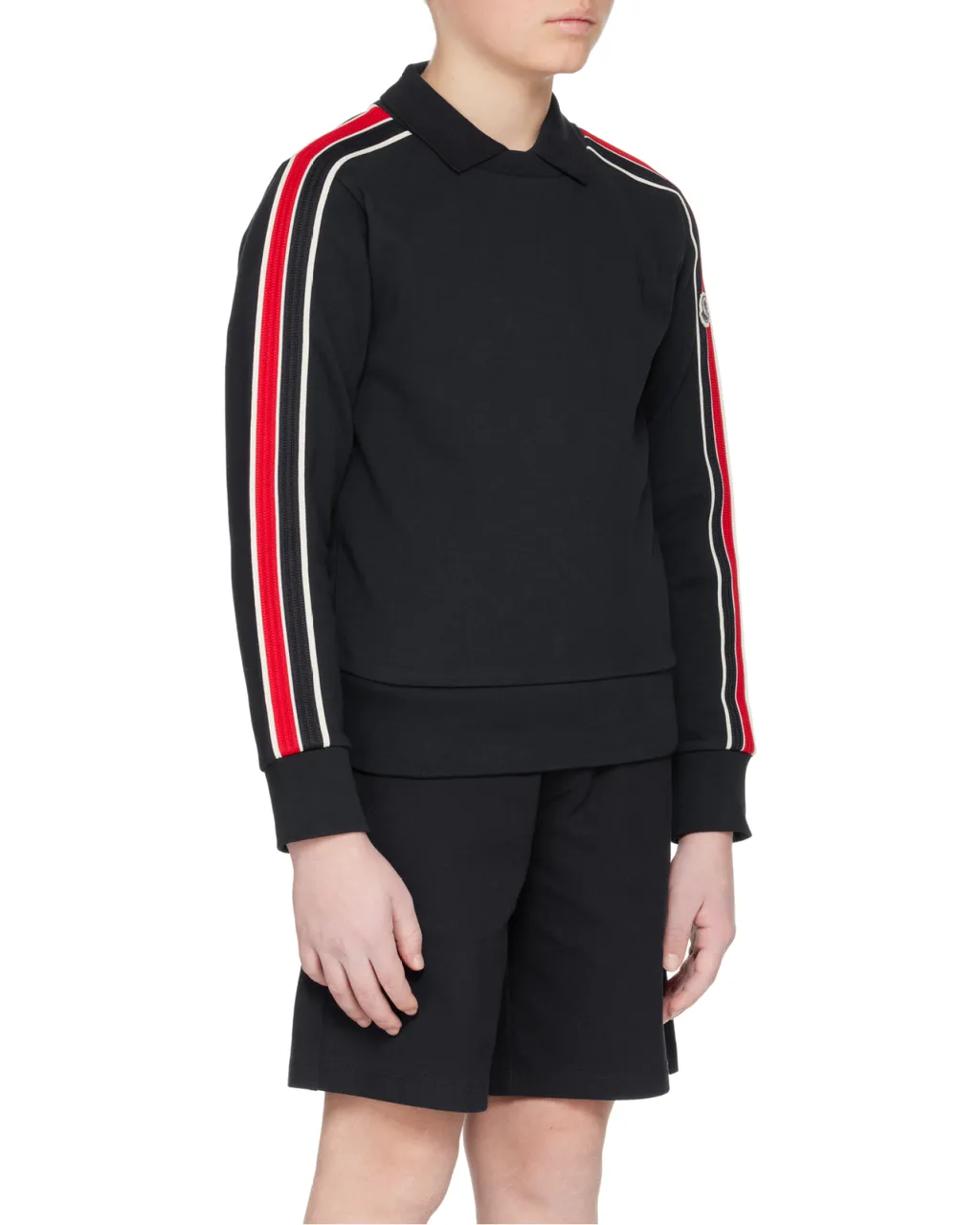 Moncler Enfant Logo Patch Stripe Detailed Sweater