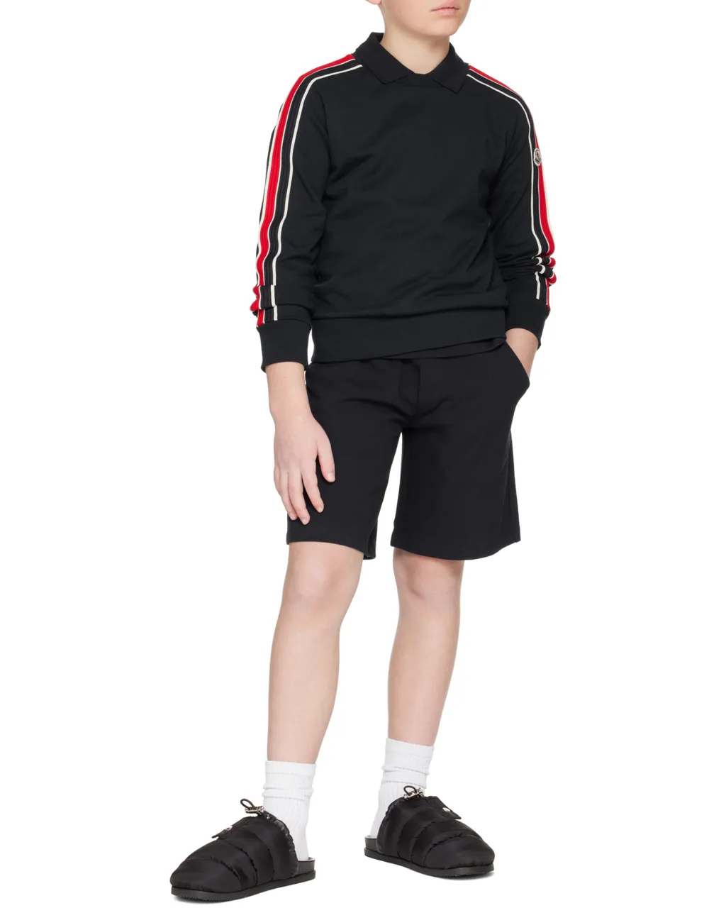 Moncler Enfant Logo Patch Stripe Detailed Sweater