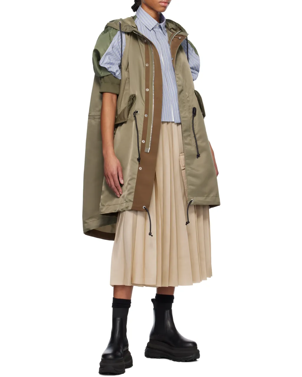 Sacai Drawstring Hem Hooded Vest