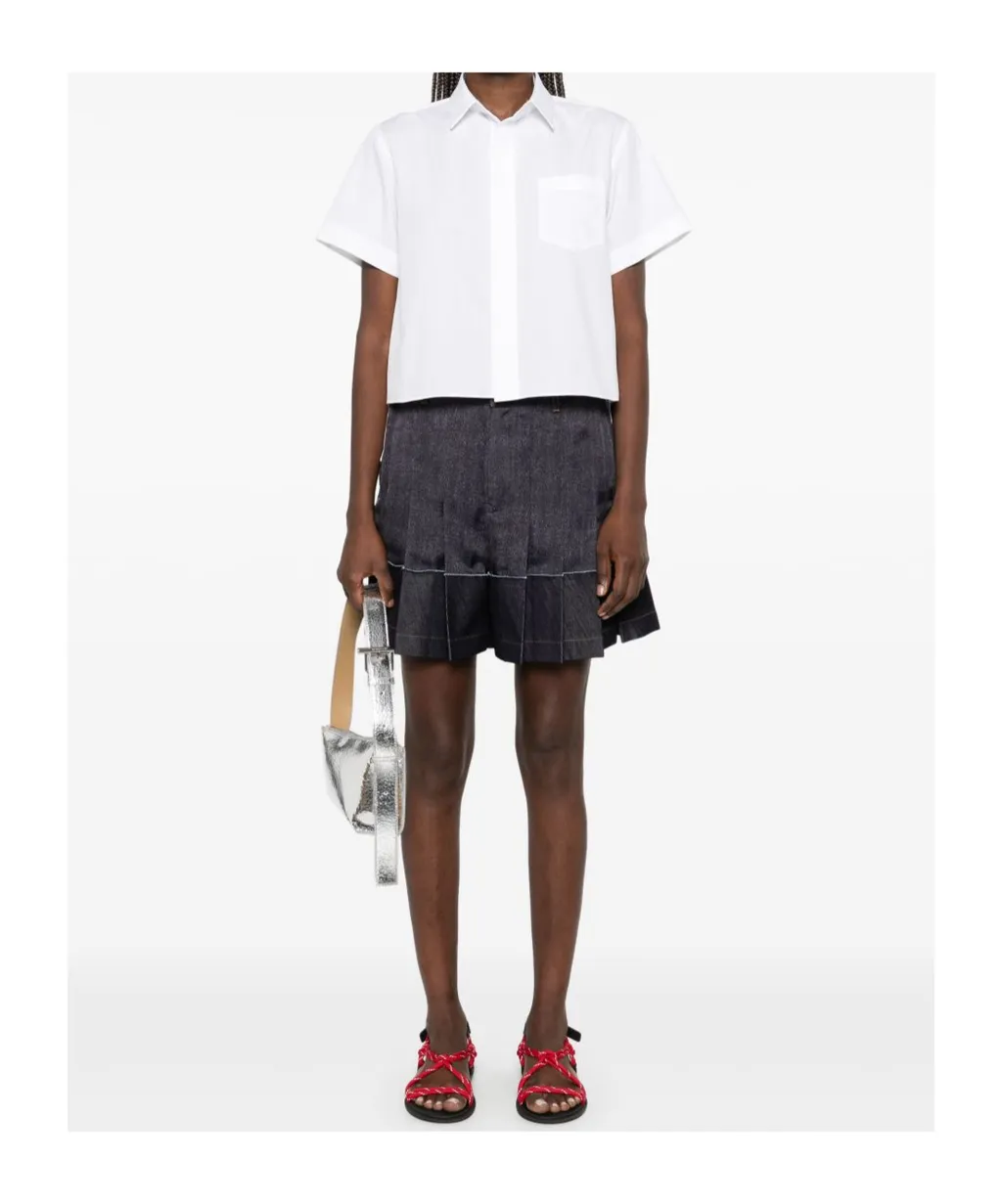 Sacai Striped Pleated Detail Shirt