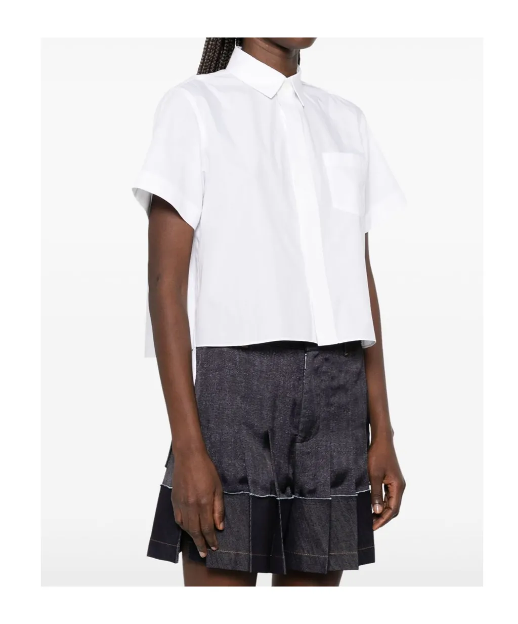 Sacai Striped Pleated Detail Shirt
