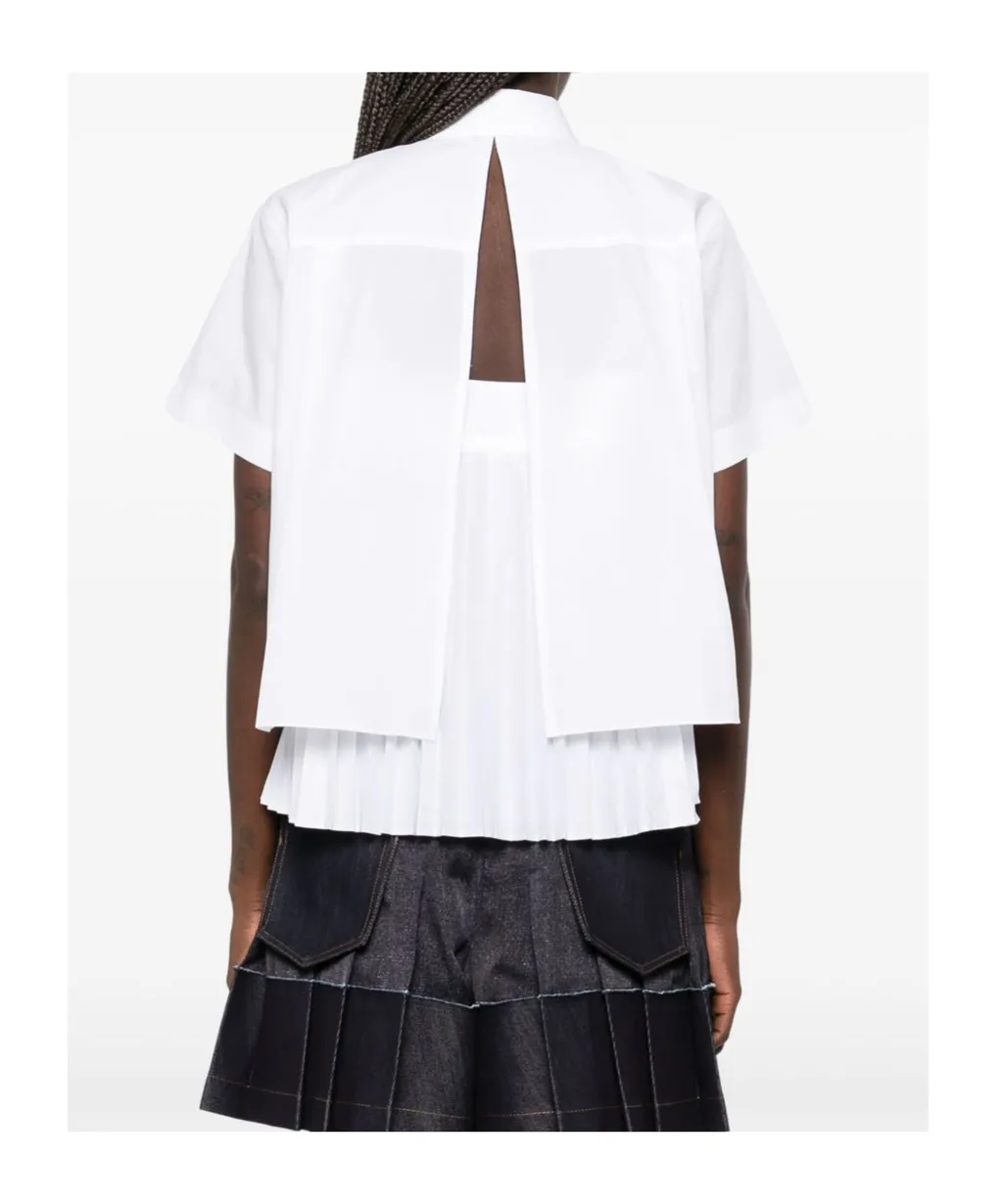 Sacai Striped Pleated Detail Shirt