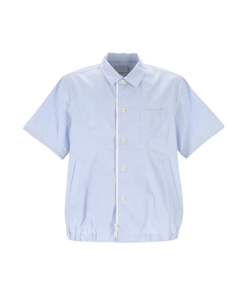 Sacai Striped Short-Sleeved Poplin Shirt
