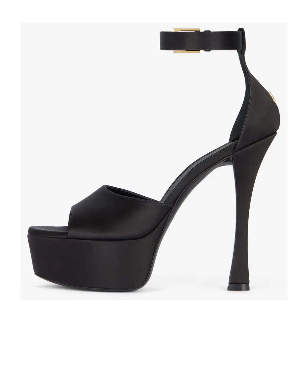 4G Liquid Platform Sandals In Satin