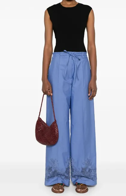 Floral-Embroidery Trousers