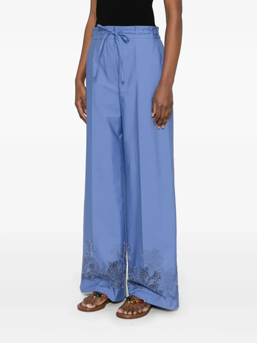Floral-Embroidery Trousers