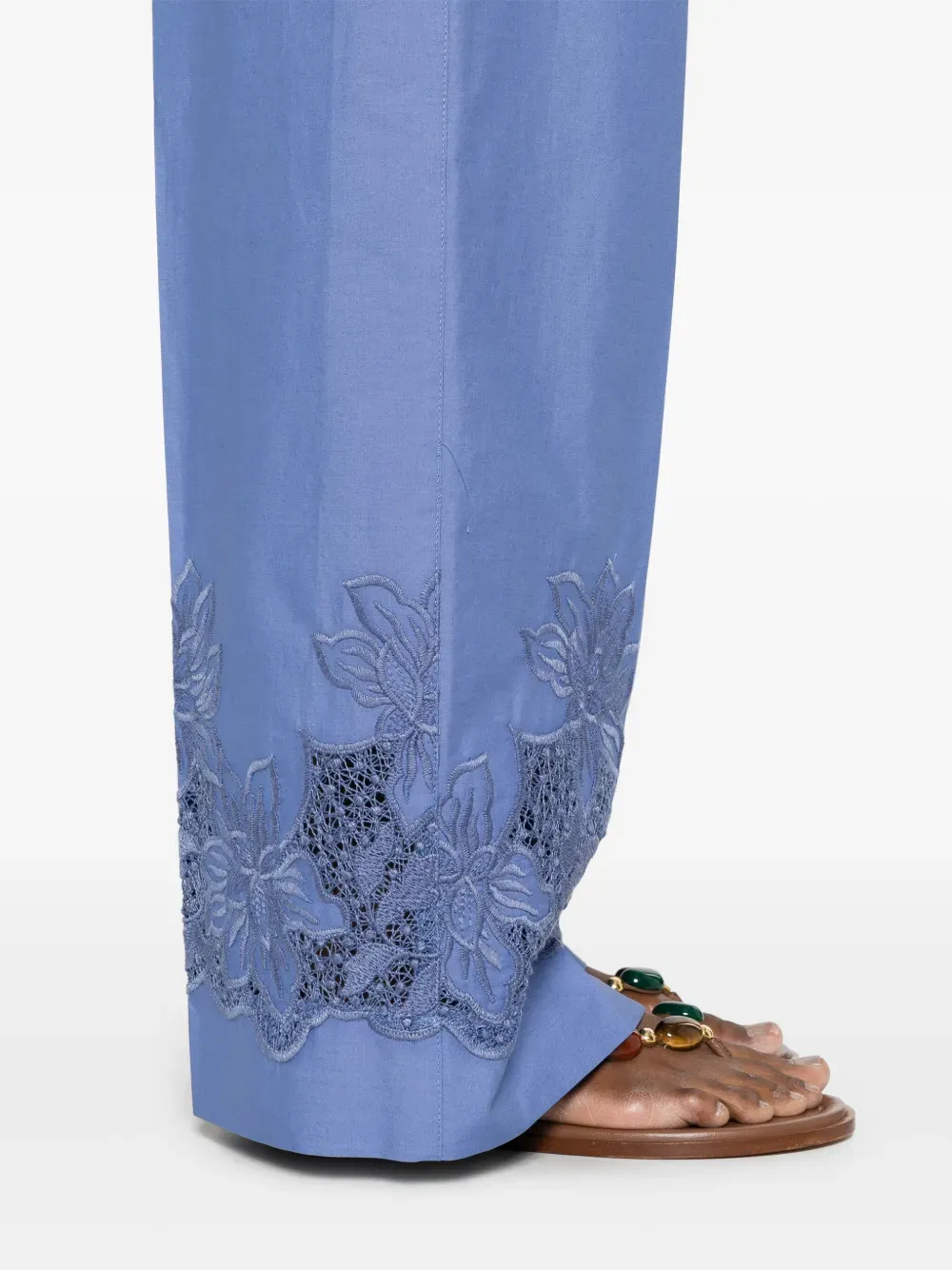 Floral-Embroidery Trousers